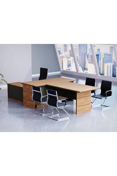 Mahmayi Natural Dijon Walnut Lava Grey ED5-LSNDW-LG Executive Desk 320 cm