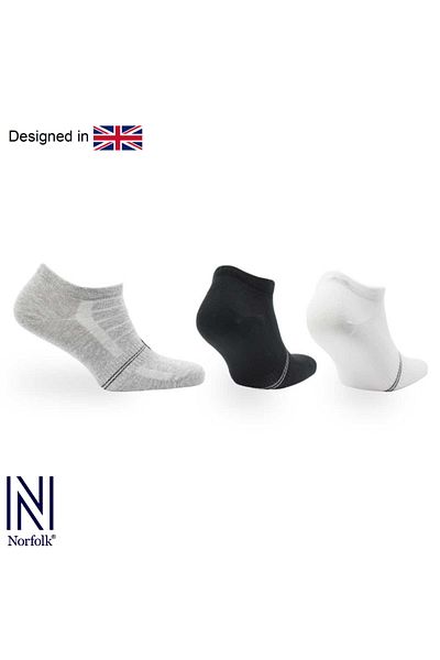 NORFOLK Спортни чорапи Fresh Premium Cotton Daily, 3 чифта, бяло-сиво-черно