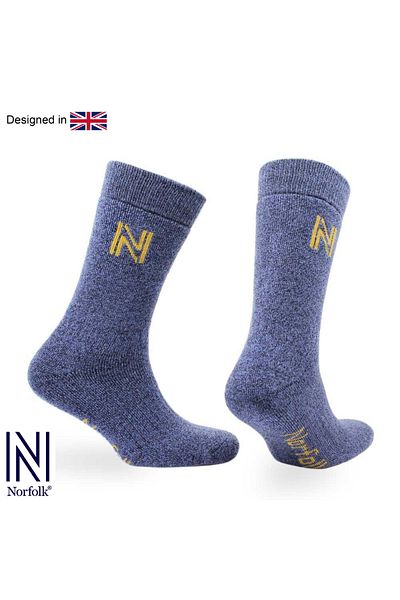 NORFOLK Gabby Merino Blue Thermal Outdoor Sock - Πλήρες μαξιλάρι από μαλλί και μπαμπού