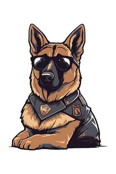 MegaSticker Autocolant cu model K9 German Shepherd - Mașină, Motocicletă, Cască, Laptop, Parbriz 13x11 Cm