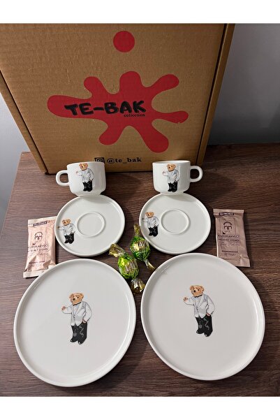 TEBAK COLLECTION TEBAK Teddy Bear KAHVE SUNUM HEDİYE PAKETİ