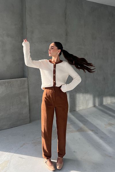 Seda Yalçın Atelier Brown Caprera Suede Pants
