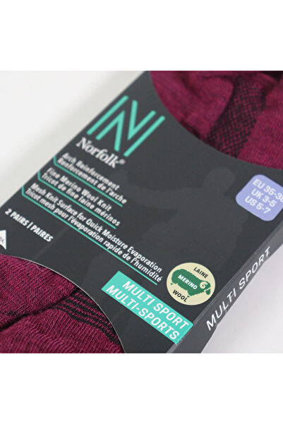 NORFOLK Sheldon Lc Low Cut Merino Wool Outdoor Hiking Socks 2 Pack Magenta