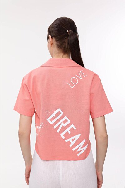 HomeStore Kısa Kol Yazılı Gömlek