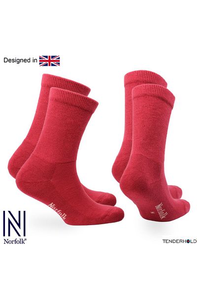 NORFOLK Чорапи Rio Stretch Technology Cushioned Extra Wide Cotton Comfort, 2 броя, червени