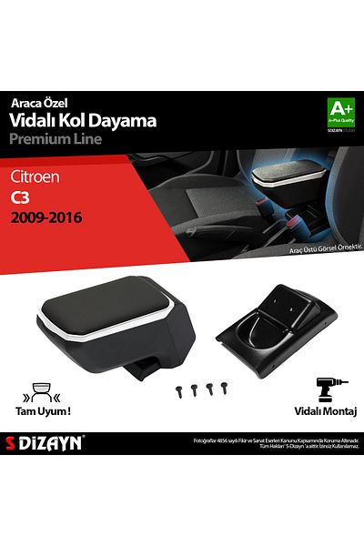S Dizayn Citroen C3 Armrest Gray 2009-2016 a Quality Klc-Vd-Gr-5511