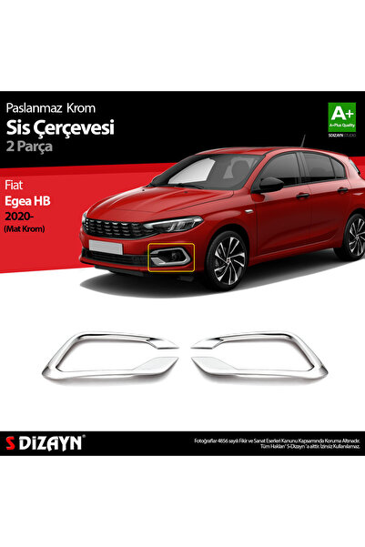 S Dizayn S-Dizayn Fiat Egea HB Krom Sis Çerçevesi 2 Prç. 2020 Üzeri (Mat Krom...