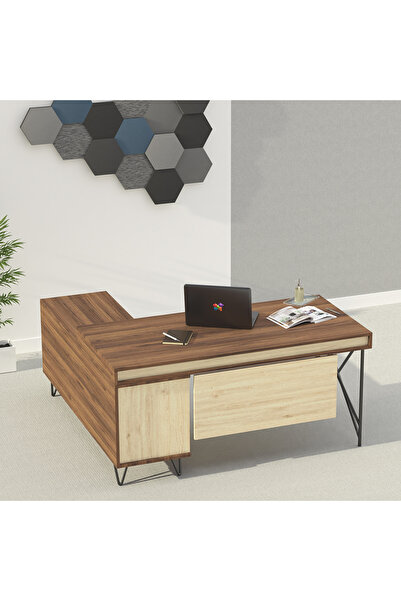 Mahmayi Nutima 19516 Modern Executive Desk Dark Walnut