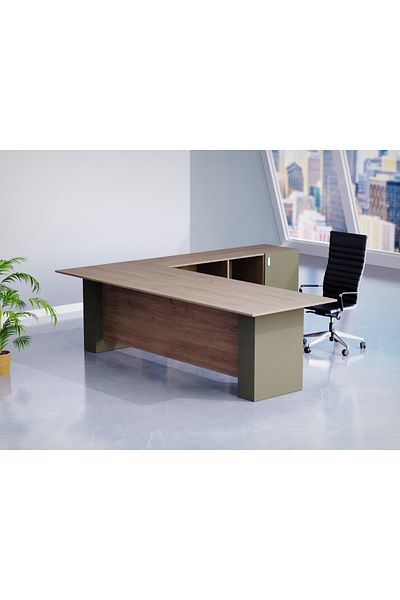 Mahmayi Truffle Davos Oak-Lava Grey ED4-LSTDO-LG Executive Desk 180 cm