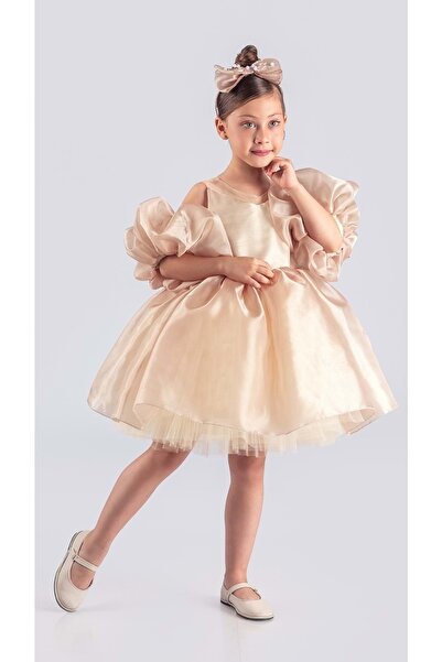 Mnk Baby&Kids Βραδινό φόρεμα Miss California Girl - CREAM MNK0594