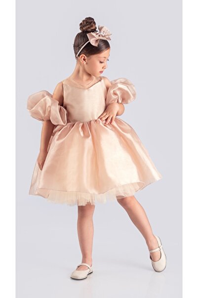 Mnk Baby&Kids Βραδινό φόρεμα Miss California Girl - CREAM MNK0594