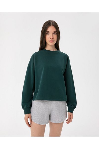 Ayma Active Γυναικείο φούτερ Forest Green Crew Neck από οργανικό βαμβάκι Basic Oversize