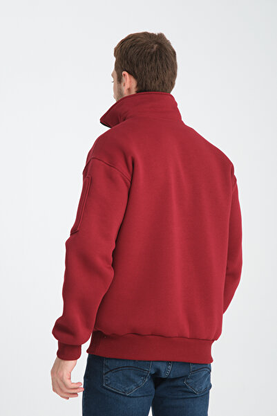 Store SİYAH UNİSEX OVERSİZE PAMUKLU İÇİ POLARLI DİK YAKA KANGURU 3 CEPLİ SWEAT