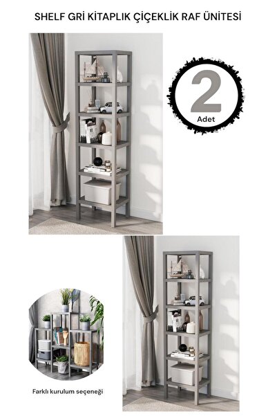Bayev Shelf 2 Adet  6 Katlı Kitaplık Plastik Raf Ünitesi  Çiçeklik , Banyo Mu...