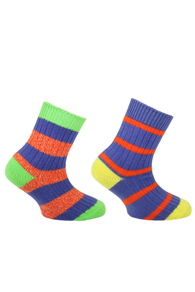 NORFOLK Двоен пакет ежедневни детски чорапи Mario в зелено-лилаво