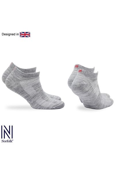 NORFOLK Sheldon Lc - Ниски чорапи за туризъм от мериносова вълна, 2 чифта - светлосиви