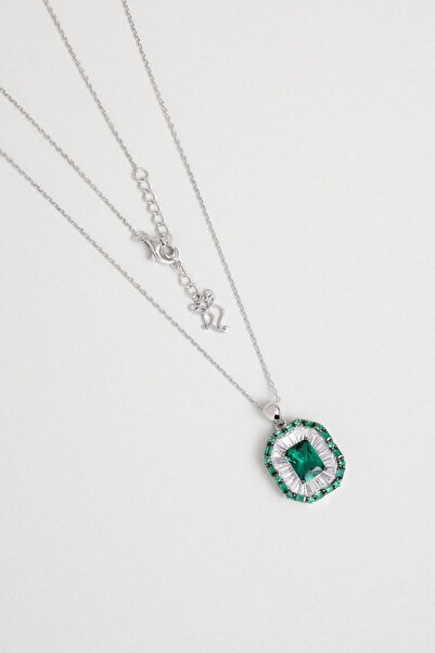 So CHIC... Elfida 18 Ayar Beyaz Altın Kaplama 45 Cm Baget Gümüş Kolye