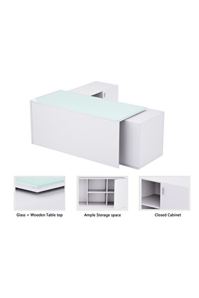 Mahmayi Premium White GED-3 Glass Executive Desk 180 cm