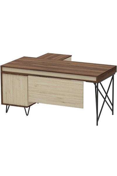 Mahmayi Nutima 19516 Modern Executive Desk Dark Walnut