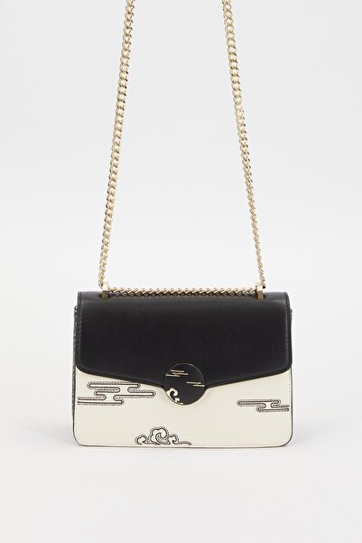 Levidor Geantă de umăr neagră cu model în relief