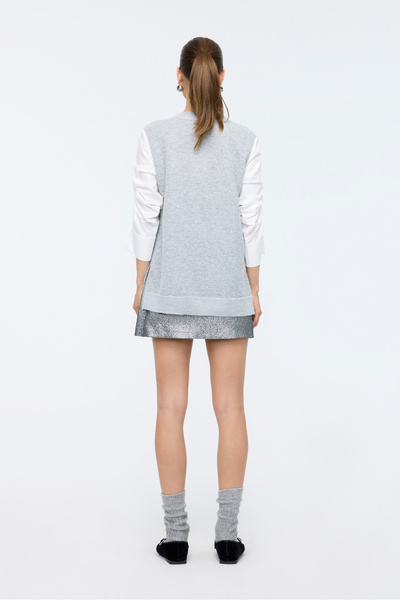 Berr-ın Silver Mini Jacquard Fabric Skirt