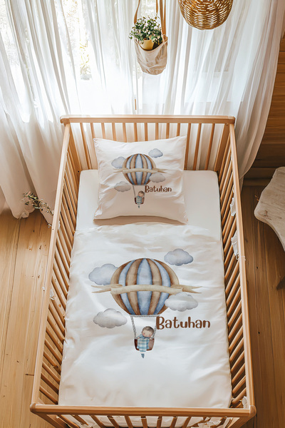 Astral Baby %100 Pamuk Saten Isme Özel Isimli Park Yatak Nevresim Takımı (70X...