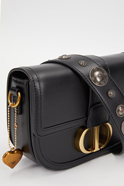 Levidor Μαύρη τσάντα ώμου με λεπτομέρεια