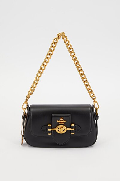 Levidor Μαύρη τσάντα ώμου με κλειδαριά