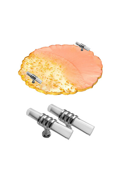 TT Tahtakale Toptancıları Epoksi Tepsi Kulpu Cam Kulp T Model (2 Adet)  Gümüş