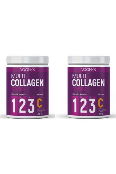 Voonka Multi Collagen Powder Hidrolize Kollajen T Tip 1 2 3 Vitamin C 300 gr x 2