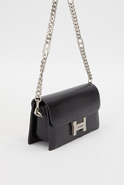 Levidor Μαύρη τσάντα ώμου με διπλό λουράκι