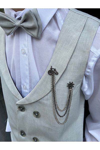 WENA KİDS Children's Vest Suit Shirt set GRAY