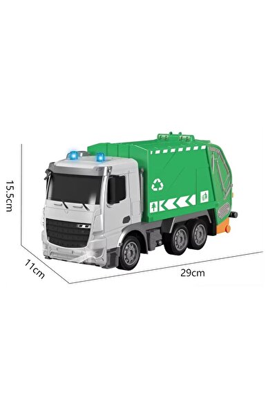 Pshoplay Metal Gövdeli Kumandalı Çöp Kamyonu – Işıklı ve Müzikli 1:12 Ölçek, 11 Kanallı Tam Fonksiyon