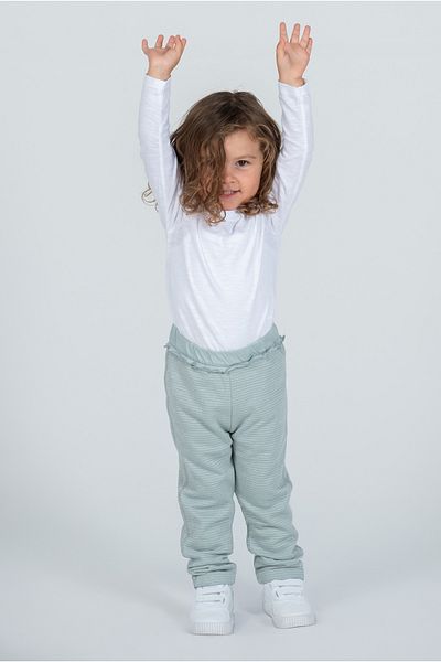Kyron Girls' Ribbed Shiny Detailed Jogger Pants – Comfortable Elastic Waist Soft Fabric