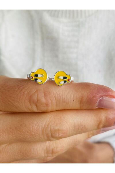 Rachel Silver 925 Ayar Gümüş Tweety Civciv Sarı Renk Mineli Çocuk Küpesi