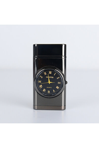 MerciTech Saatli Tek Pürmüz Metal Turbo Işıklı Çakmak