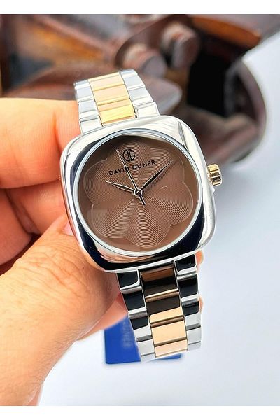 DAVID GUNER Square Steel Case Steel Cord Women's Wristwatch