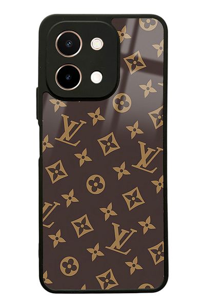 Spoyi غلاف هاتف لامع بتصميم LV بني لهاتف Vivo Y28