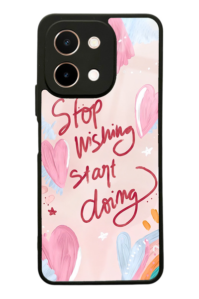 Spoyi غلاف هاتف لامع بتصميم شعار وردي لهاتف Vivo Y28