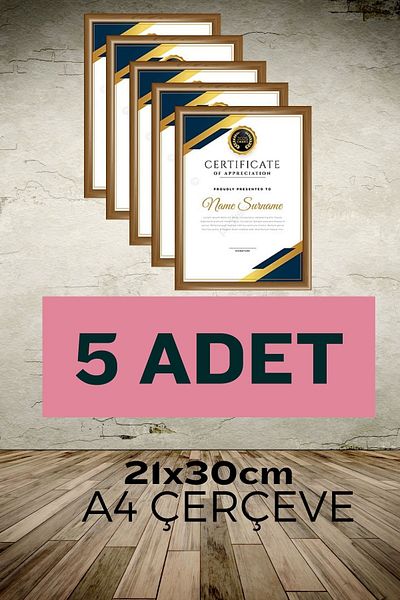 CreaWitch 5 Pieces A4 Brown Pvc Framed Document Certificate Photo Picture
