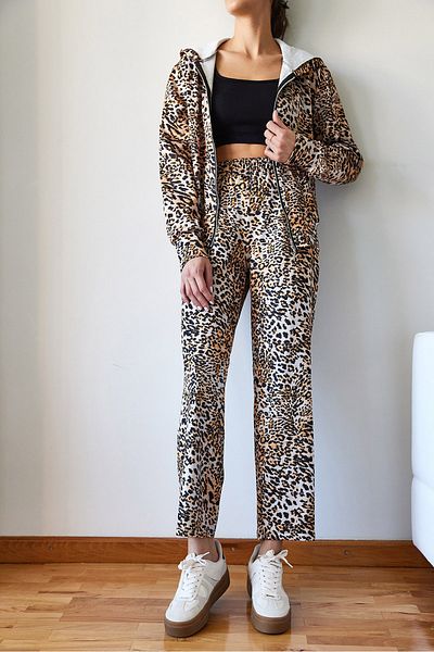 Bianco Lucci Leopardenmuster-Unterteil-Oberteil-Set MBMS048 60501048