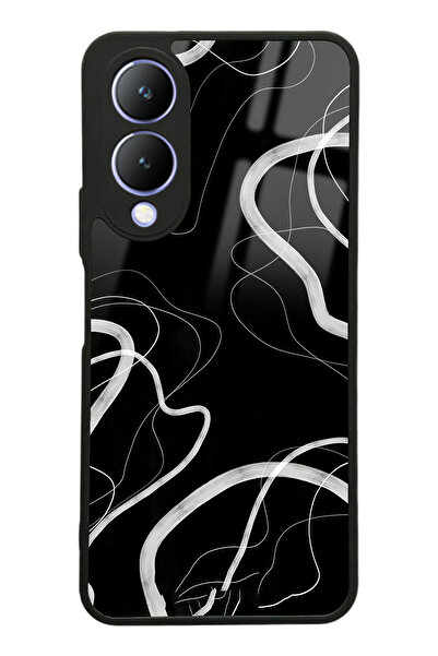 Spoyi Vivo Y17s Black Wave Tasarımlı Glossy Telefon Kılıfı