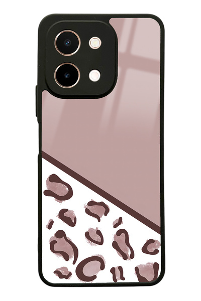 Spoyi Vivo Y28 Kahve Leopar Tasarımlı Glossy Telefon Kılıfı