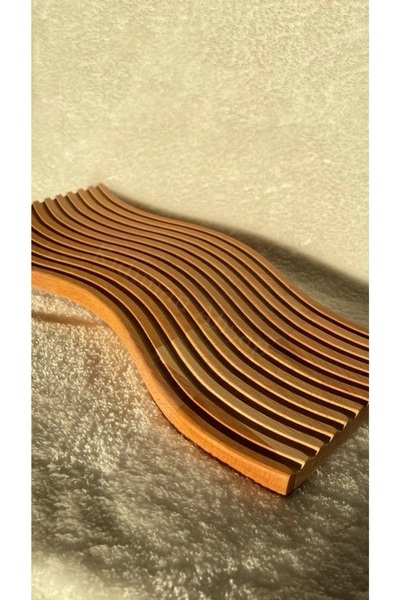 fatih avm Wooden Carved Wavy Tall Rainbow Decorative Tray Presentation Tray Presentation Holder