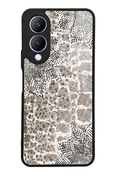 Spoyi Vivo Y17s Taşlı Yaprak Tasarımlı Glossy Telefon Kılıfı