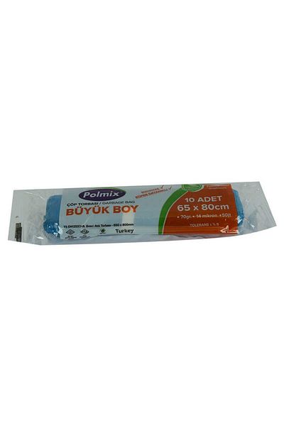 Astra Market Garbage Bag Large Size 65X80Cm 70Gr 14Micron 50Lt Blue Roll 10 Pieces