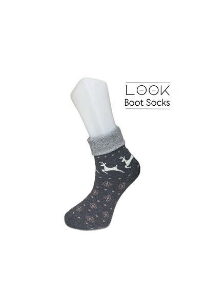 LOOKSOCKS Look Socks Women's Seamless Deer Patterned 4-Piece Boot Socks