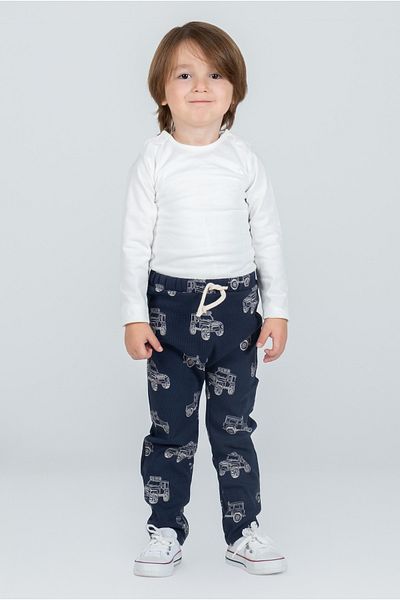 Kyron Boys' Vehicle Patterned Sweatpants - Navy Blue