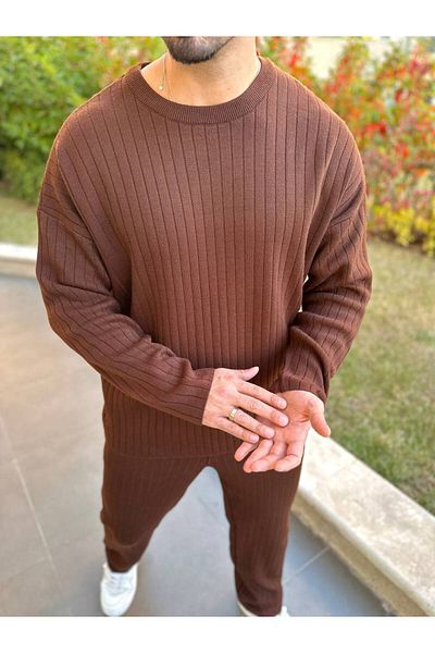 elkumoda Πλεκτό με ραβδώσεις μαλακή υφή βαμβακερό μακρύ πουλόβερ - μπλουζάκι με μανίκια