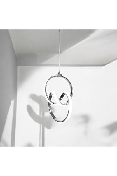 KRAYDINLATMA Kordelya Gri Modern Ultra Beyaz Ledli Sarkık Ledli Avize